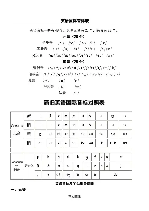 新旧英语国际音标对照及发音