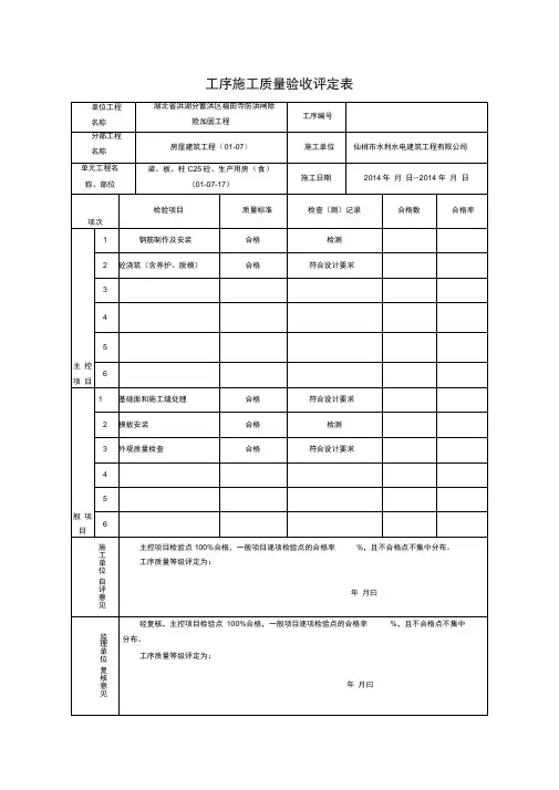 基础C20砼质量验收评定表