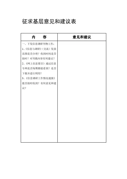 征求基层意见和建议表
