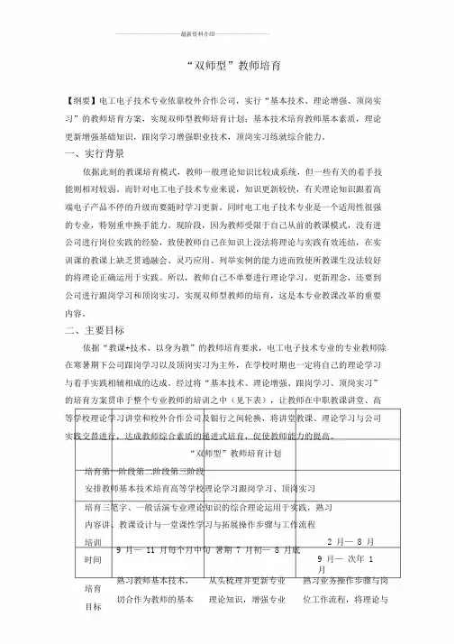 双师型教师培养典型案例版