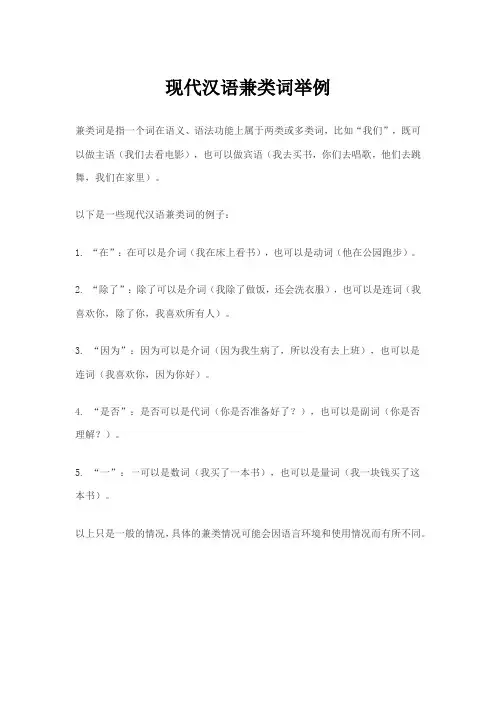现代汉语兼类词举例