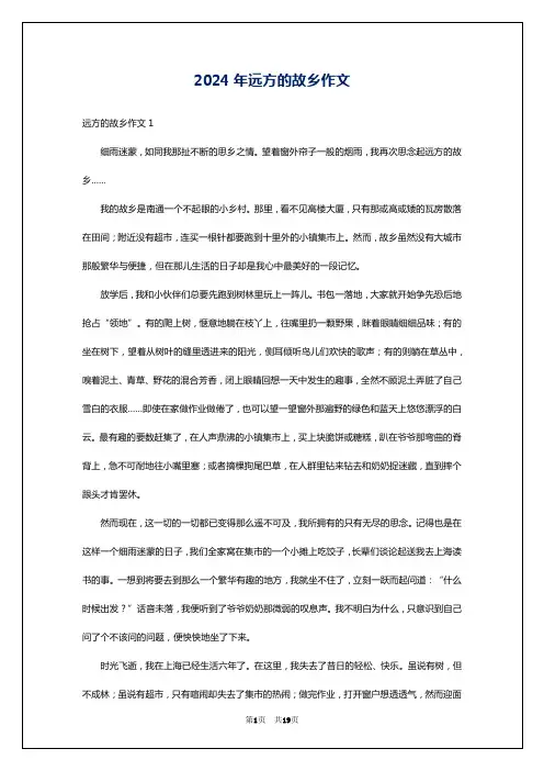 2024年远方的故乡作文