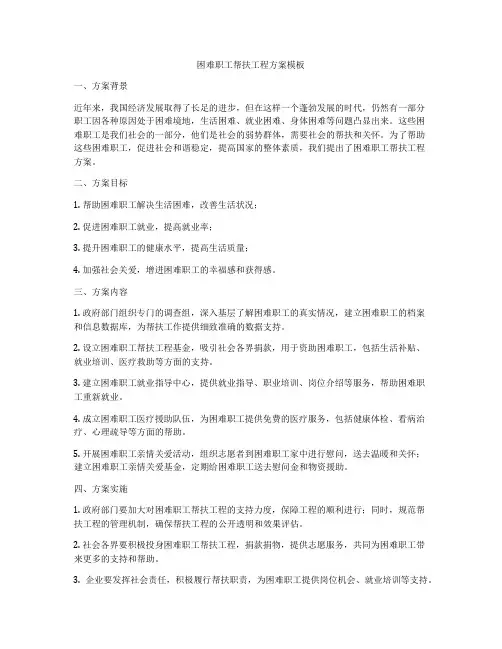 困难职工帮扶工程方案模板