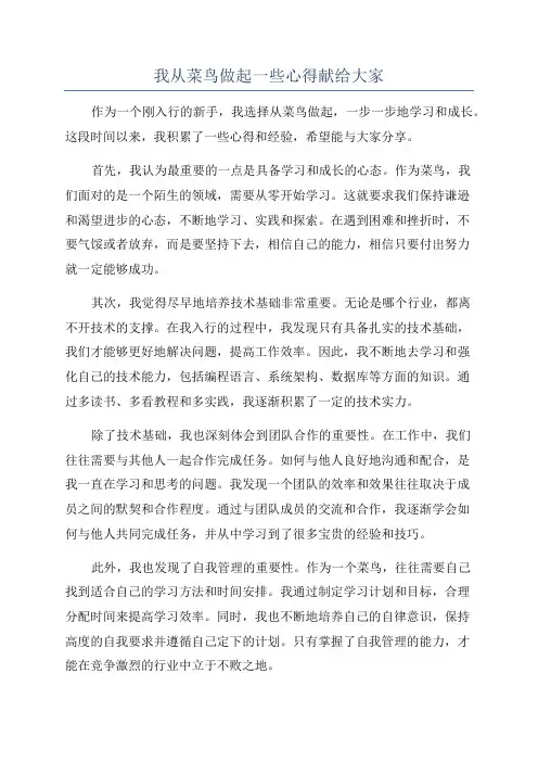 我从菜鸟做起一些心得献给大家