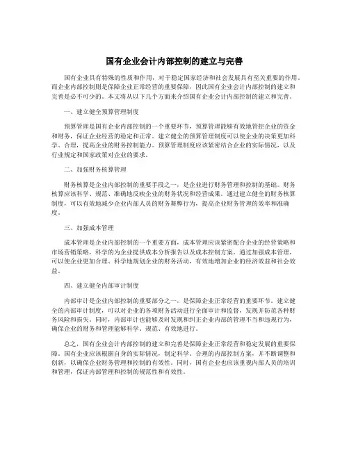 国有企业会计内部控制的建立与完善