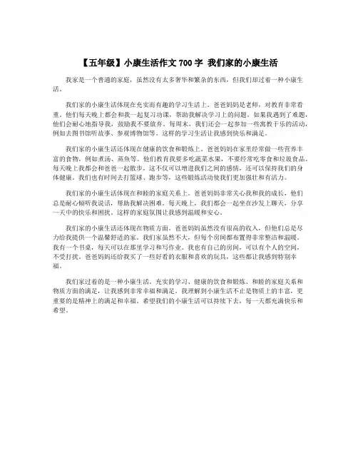 【五年级】小康生活作文700字 我们家的小康生活