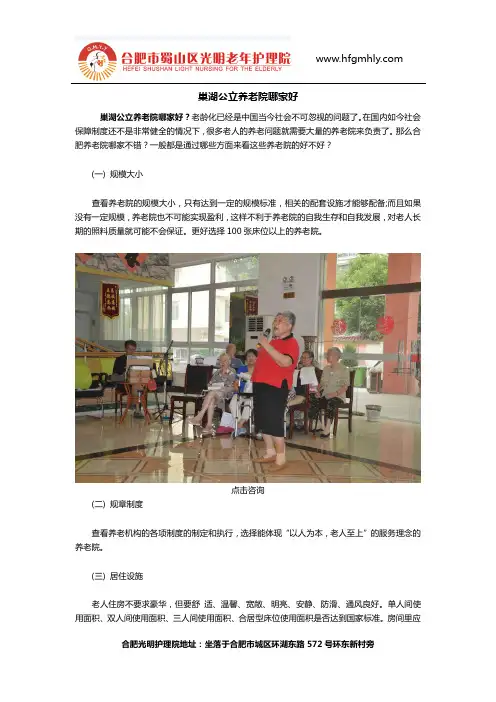巢湖公立养老院哪家好