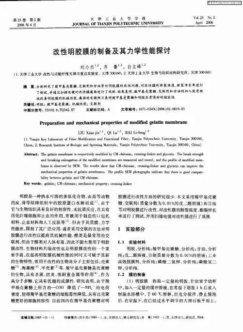 改性明胶膜的制备及其力学性能探讨