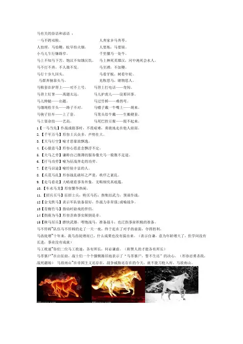 马有关的俗语和谚语