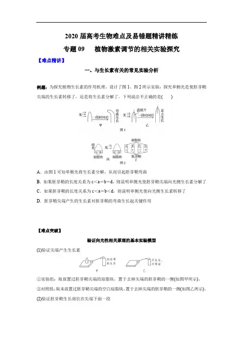 高中生物高考专题09 植物激素调节的相关实验探究(原卷版)