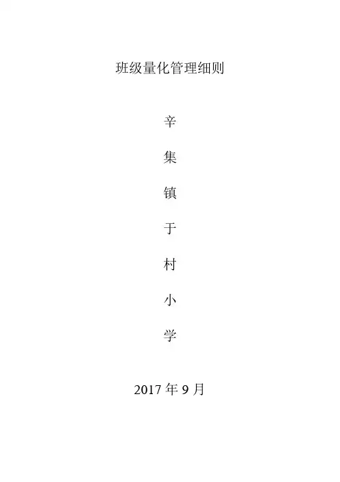 班级量化管理细则
