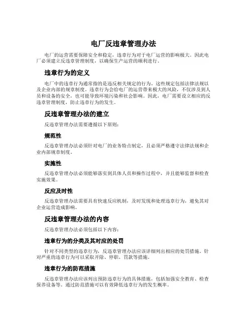 电厂反违章管理办法