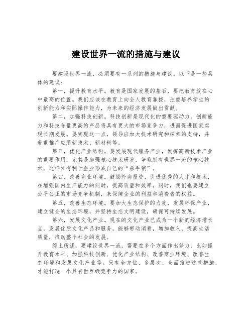 建设世界一流的措施与建议