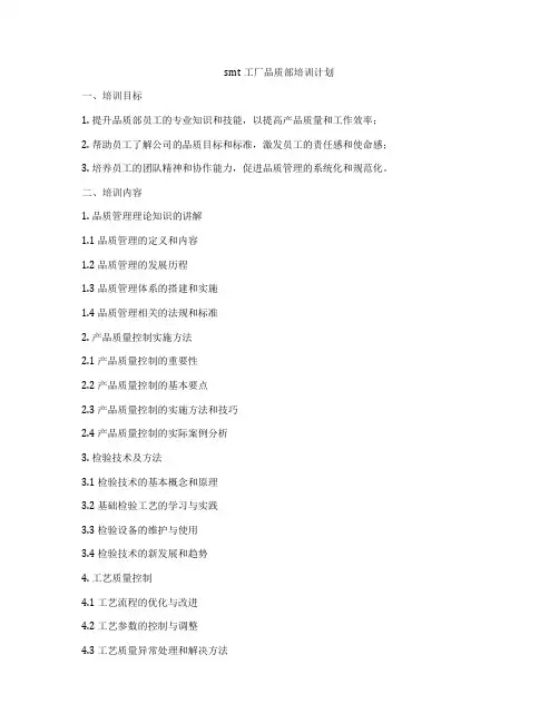 smt工厂品质部培训计划