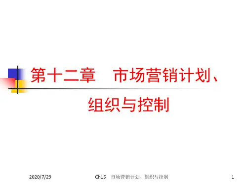 市场营销第十二章市场营销计划、组织与控制