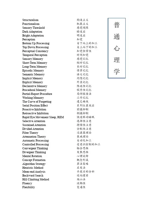 心理学专业词汇(中英对照)