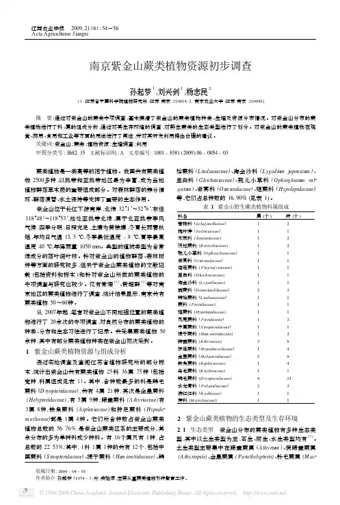 南京紫金山蕨类植物资源初步调查