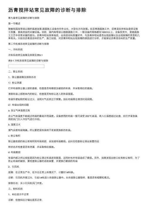 沥青搅拌站常见故障的诊断与排除