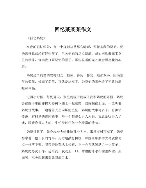 回忆某某某作文