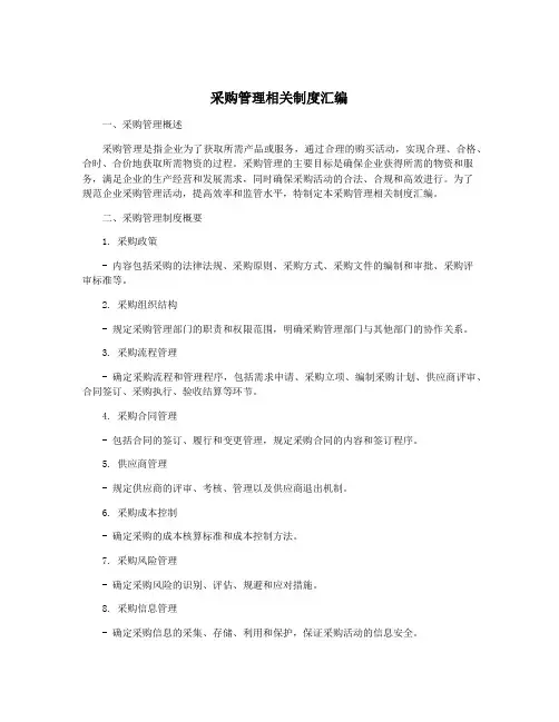 采购管理相关制度汇编