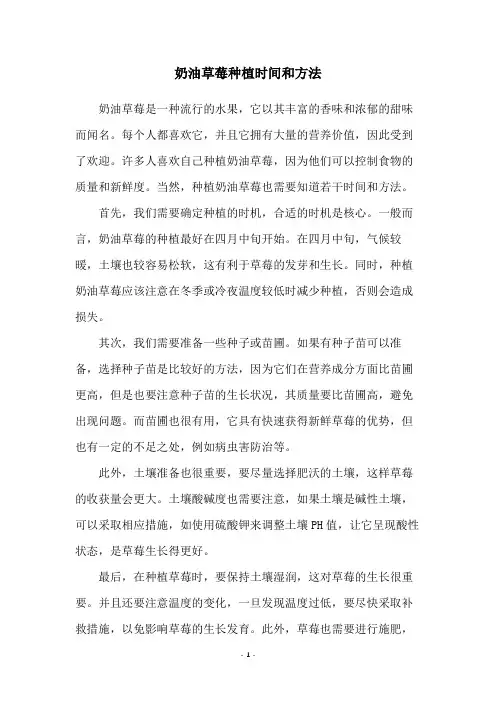 奶油草莓种植时间和方法