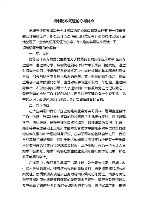 填制记账凭证的心得体会