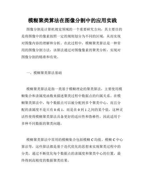 模糊聚类算法在图像分割中的应用实践