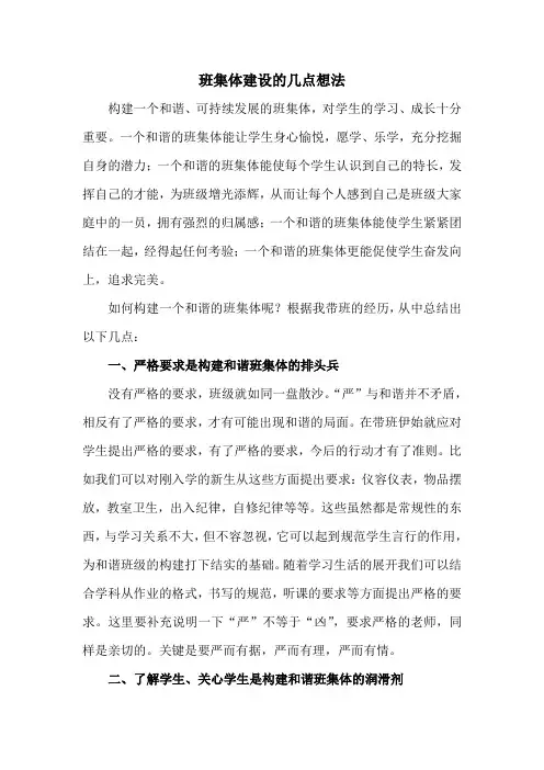 班集体建设的几点想法