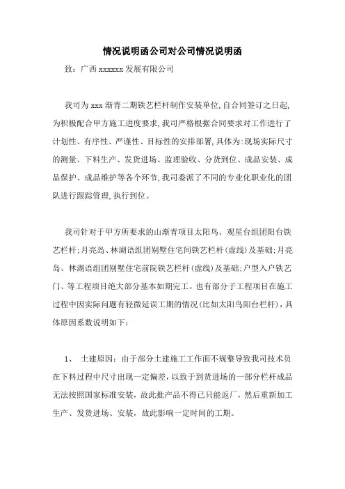 情况说明函公司对公司情况说明函