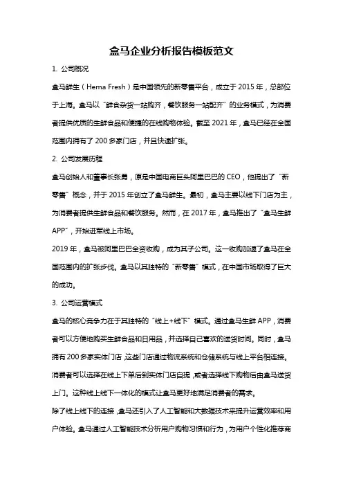 盒马企业分析报告模板范文