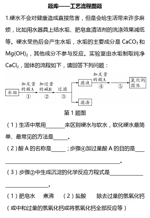 四川省2017中考化学重难题型题库_工艺流程图题pdf