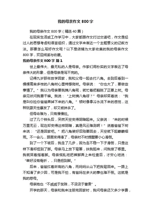 我的母亲作文800字