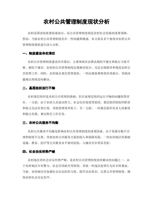 农村公共管理制度现状分析