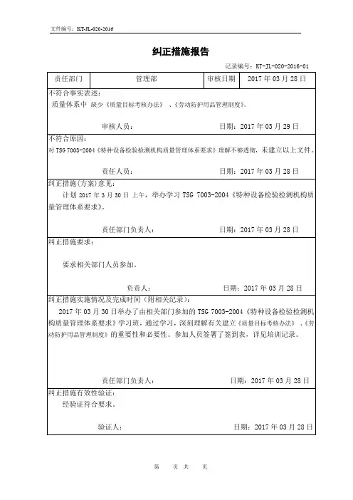 TSG02 纠正措施