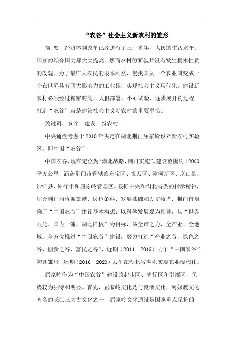 “农谷”社会主义新农村雏形论文