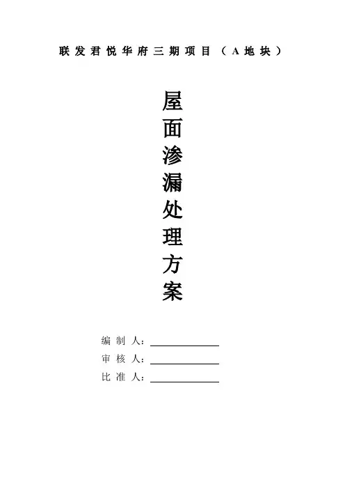 屋面裂缝处理方案