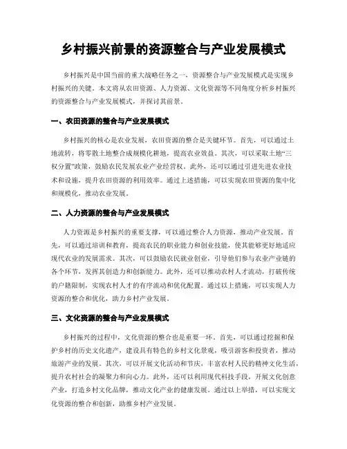 乡村振兴前景的资源整合与产业发展模式