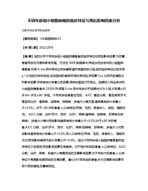 不同年龄组小细胞肺癌的临床特征与预后影响因素分析