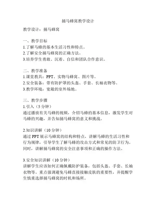 捅马蜂窝教学设计