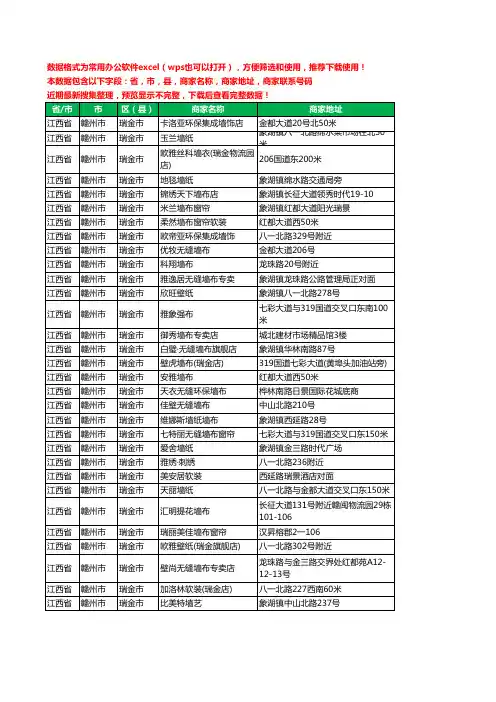 2020新版江西省赣州市瑞金市墙纸工商企业公司商家名录名单联系电话号码地址大全31家