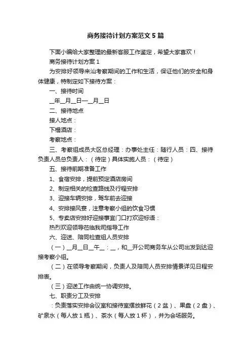 商务接待计划方案范文5篇