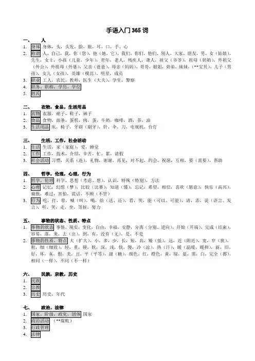 手语入门365词