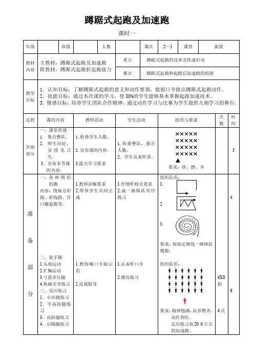 蹲踞式起跑及加速跑教案(全)