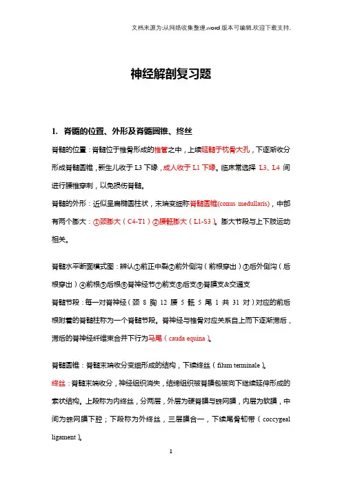 “2020协和神经解剖复习题