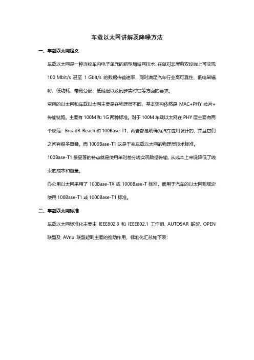 车载以太网讲解及降噪方法