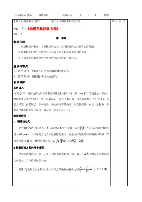 椭圆及其标准方程