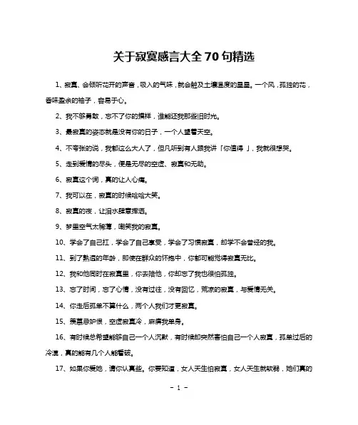 关于寂寞感言大全70句精选
