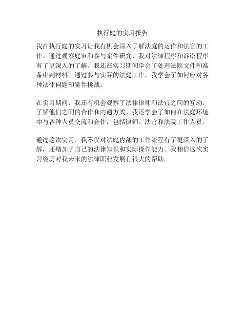 执行庭的实习报告