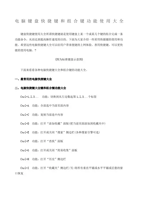 电脑键盘快捷键和组合键功能使用大全