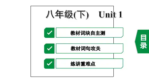 2020年江苏中考英语第一部分教材知识研究——八年级(下)Unit 1